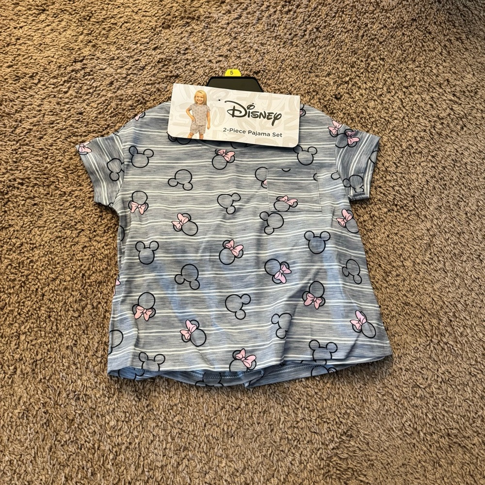 NEW Disney Minnie Mouse 2-piece Pajamas Set Grey Short Sleeves Summer Toddler